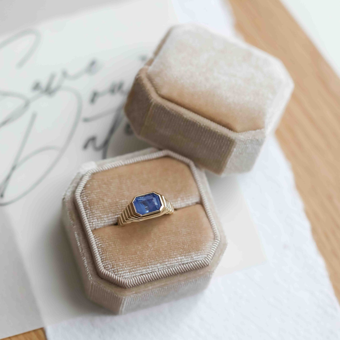 The Stella | 14k | Yellow | Size 6.5 | Stone KT97 | Dune Ring Box | Custom Engraving: +$0