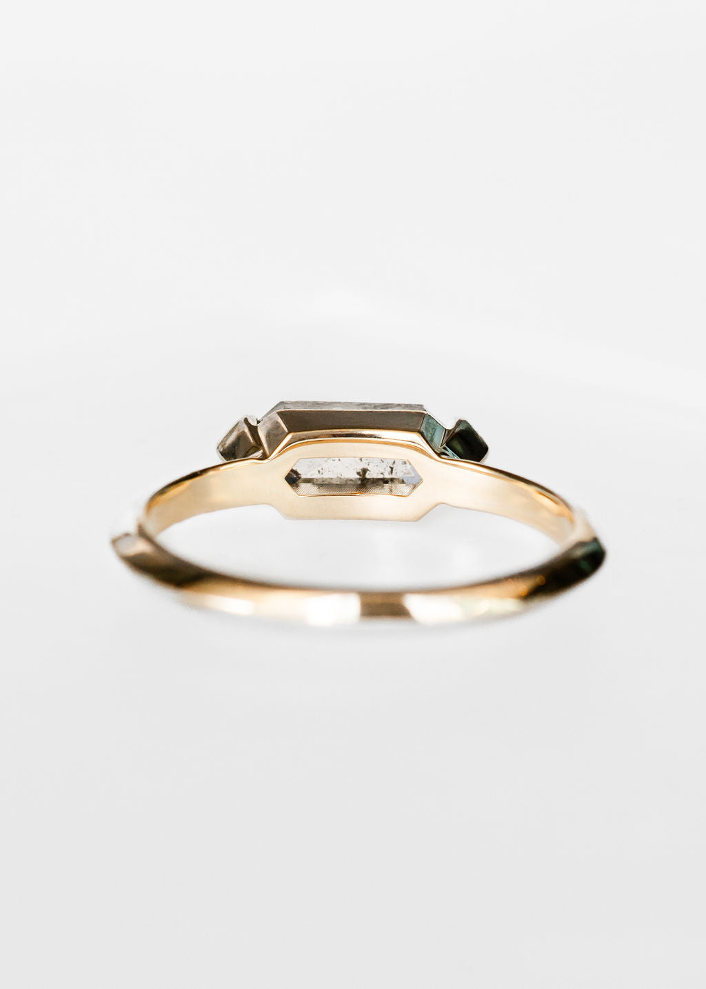 The Lyra | .95ct Hexagon Salt and Pepper Diamond | Yellow Gold