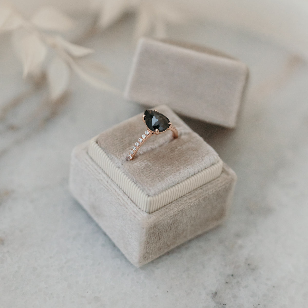 The Saturn | Platinum | White | Size 9.25 | Stone MQ15 | Sand Dune Ring Box | Custom Engraving: +$0