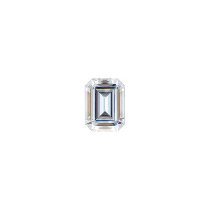 The Wolfe | 14k | White | Size 5.75 | Stone Moissanite | Emerald | 6x4mm | Lagoon Ring Box | Custom Engraving: 22 +$75