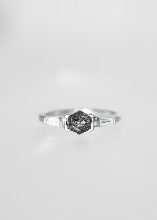 The Wolfe | 1.00ct Hexagon Salt & Pepper Diamond | White Gold