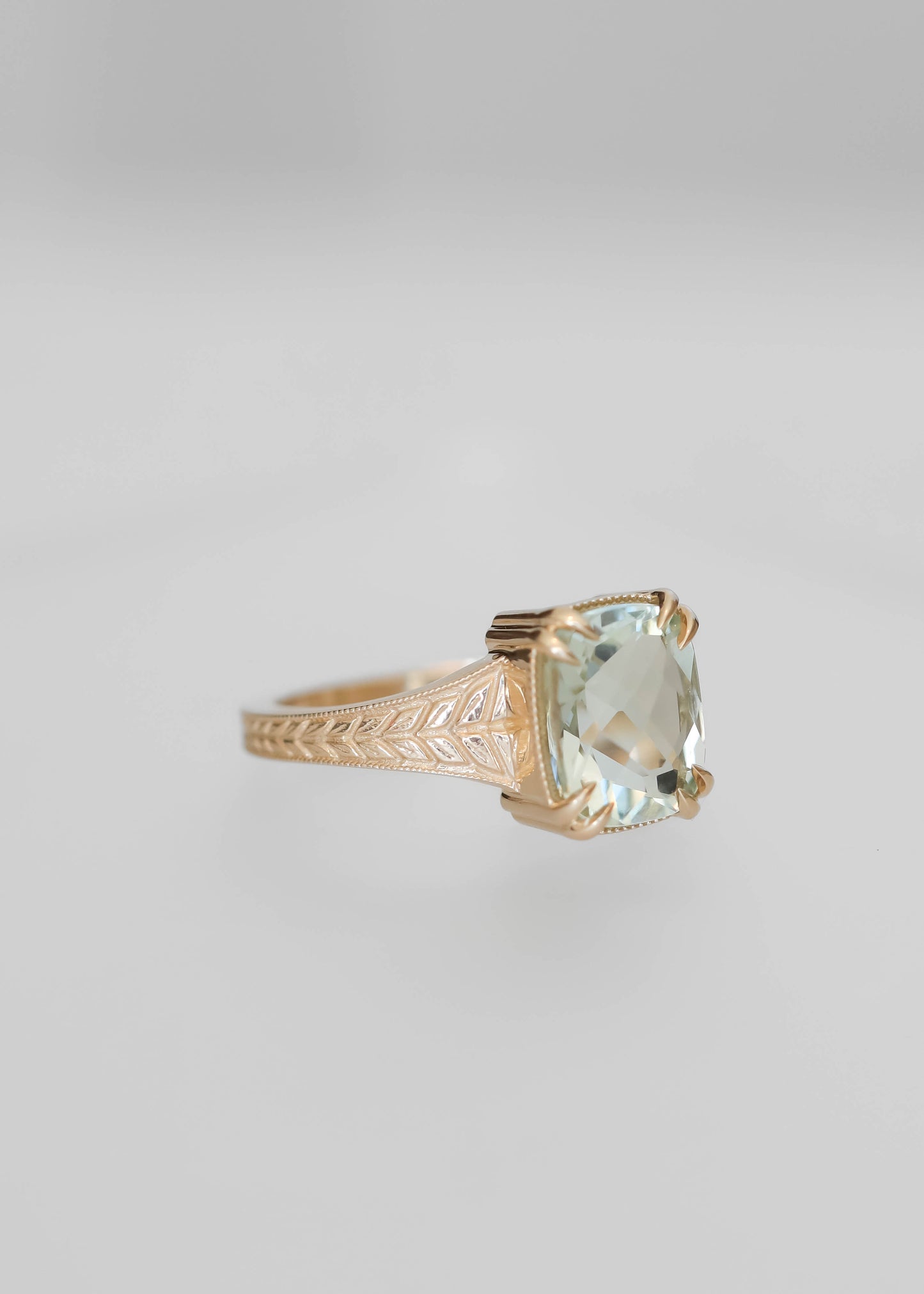 The Sage | 2.76ct Cushion Green Amethyst | Yellow Gold