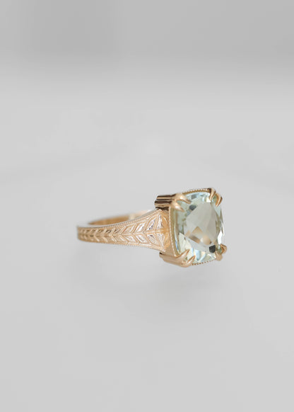 The Sage | 2.76ct Cushion Green Amethyst | Yellow Gold