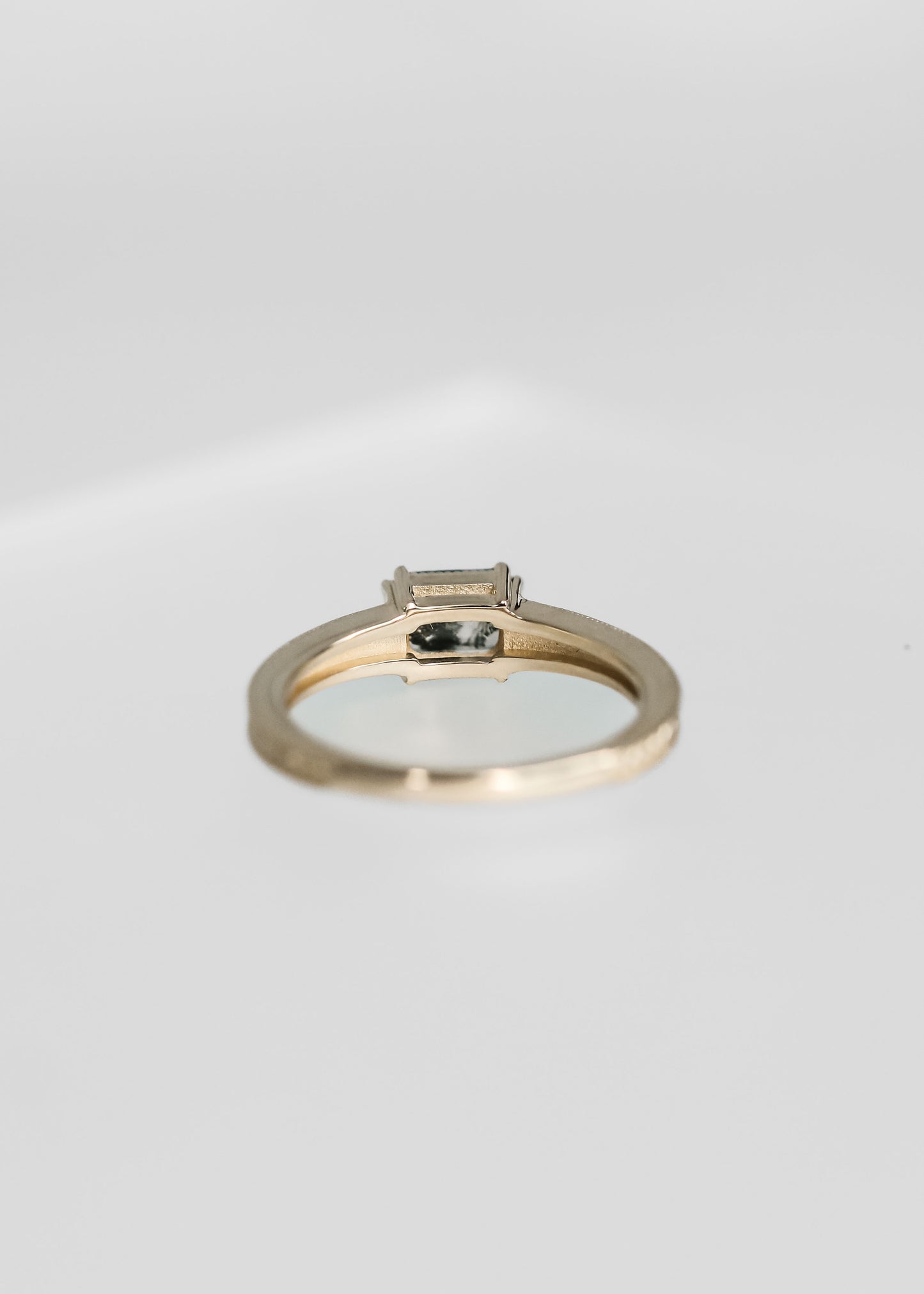 The Sage | .63ct Emerald Cut Moss Agate | Yellow Gold