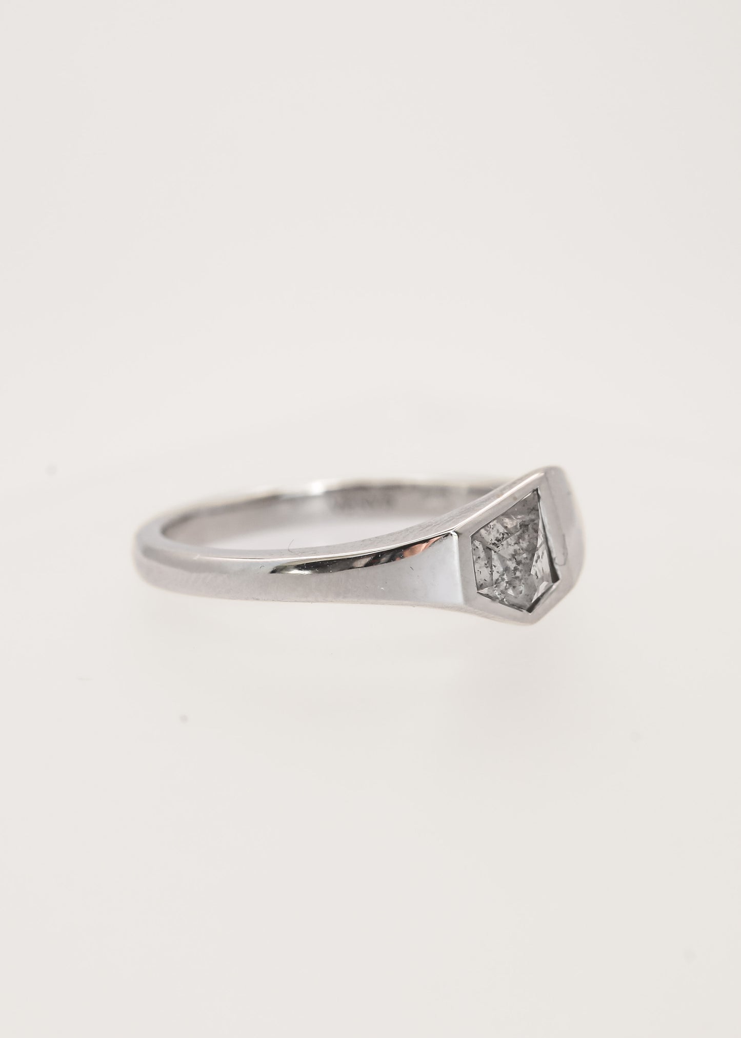 The Apollo | .79ct Shield Salt and Pepper Diamond | White Gold