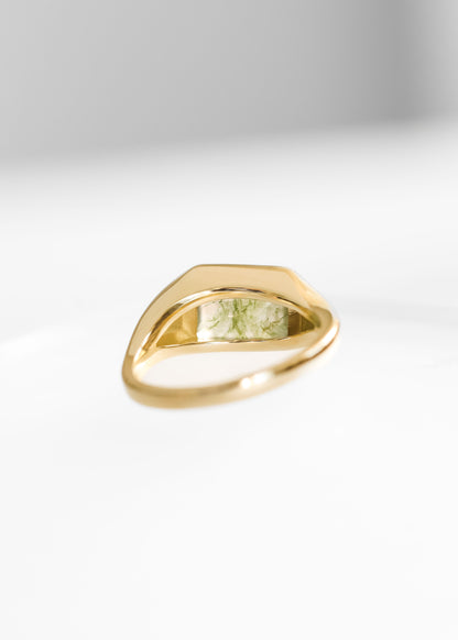 The Apollo | 1.81ct Emerald Cut Moss Agate | Yellow Gold