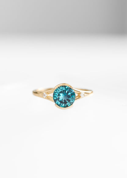 alexandrite engagement ring, lab alexandrite ring, 14k yellow gold engagement ring, Gemma setting ring, round alexandrite ring, color changing gemstone ring, alternative bridal ring, unique engagement ring