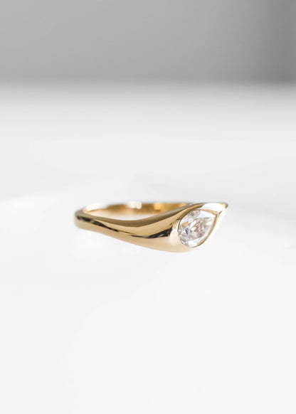 The Apollo | .74ct Pear Moissanite | Yellow Gold