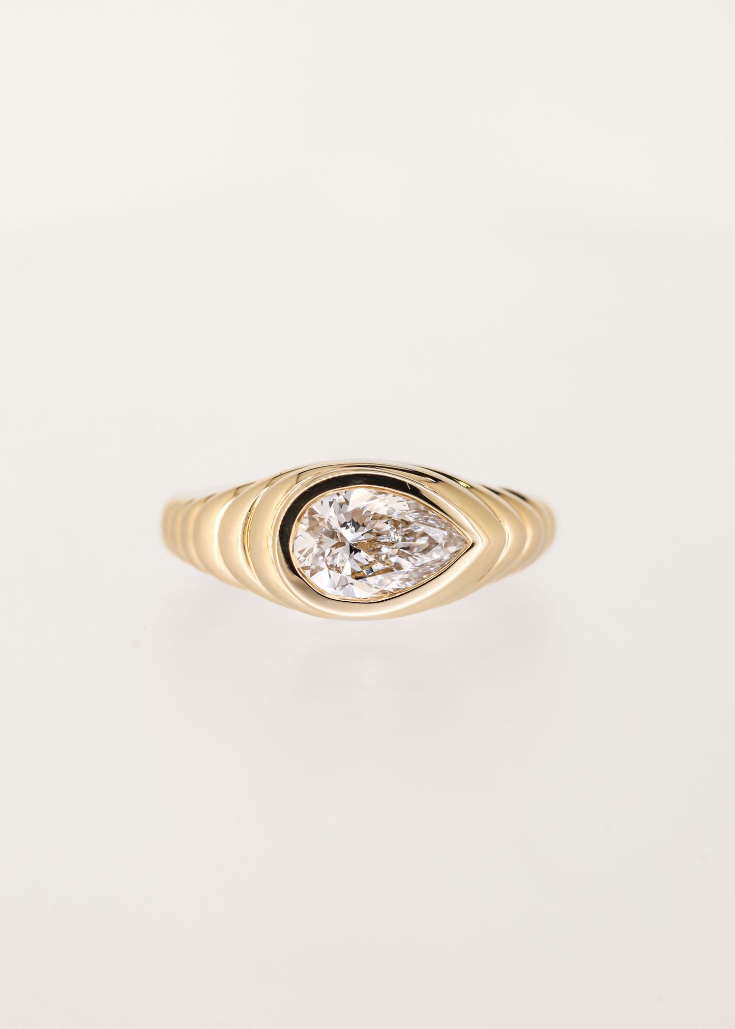 The Ribbed Vulcan | 1.51ct Lab Pear Diamond | Yellow Gold
