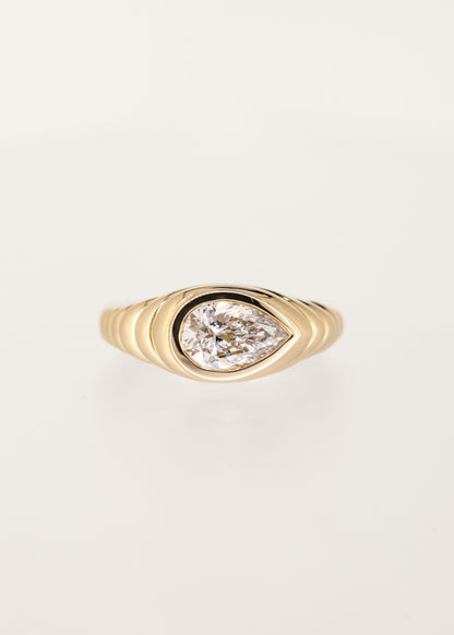 The Ribbed Vulcan | 1.51ct Lab Pear Diamond | Yellow Gold