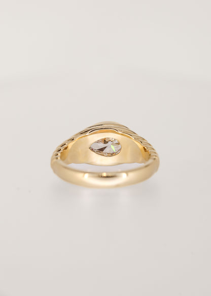 The Ribbed Vulcan | 1.51ct Lab Pear Diamond | Yellow Gold