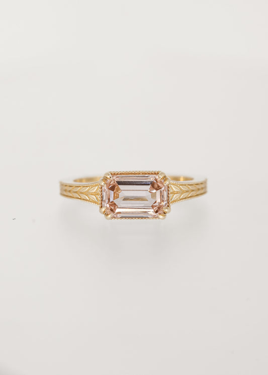 The Sage | 2.13ct Emerald Cut Lab Champagne Diamond | Yellow Gold