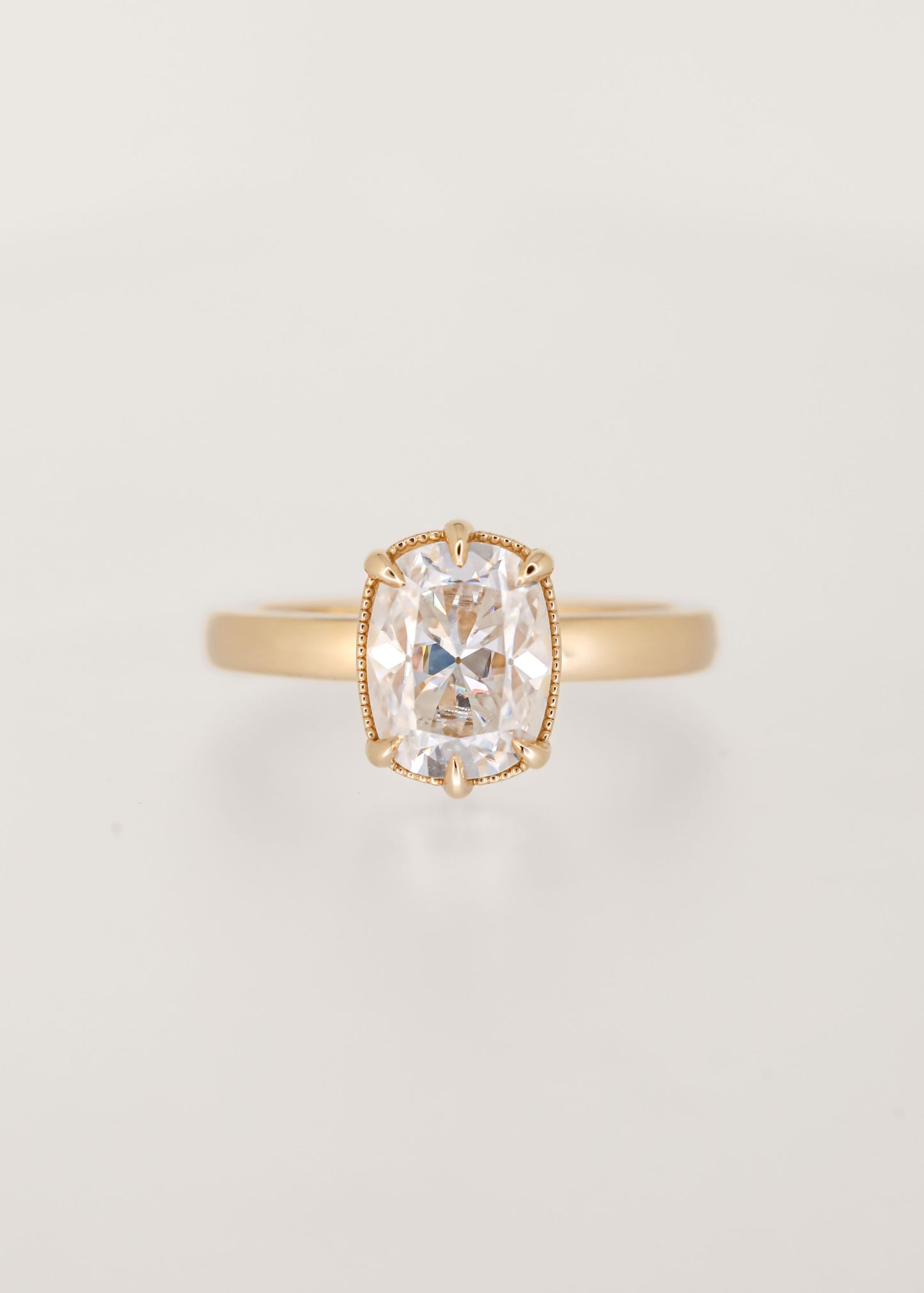 The Maeve | 1.96ct Elongated Cushion Moissanite | Yellow Gold