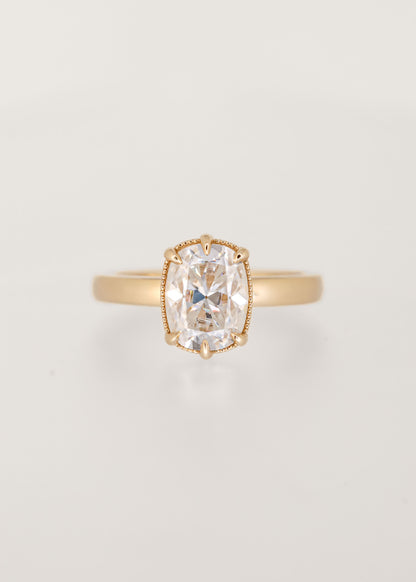 The Maeve | 1.96ct Elongated Cushion Moissanite | Yellow Gold