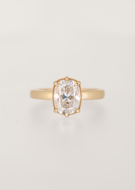 The Maeve | 1.96ct Elongated Cushion Moissanite | Yellow Gold