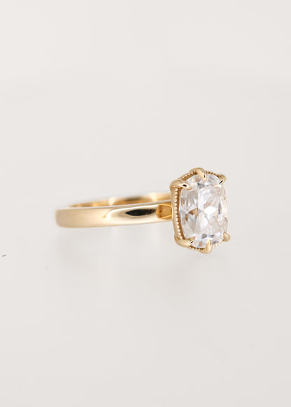 The Maeve | 1.96ct Elongated Cushion Moissanite | Yellow Gold