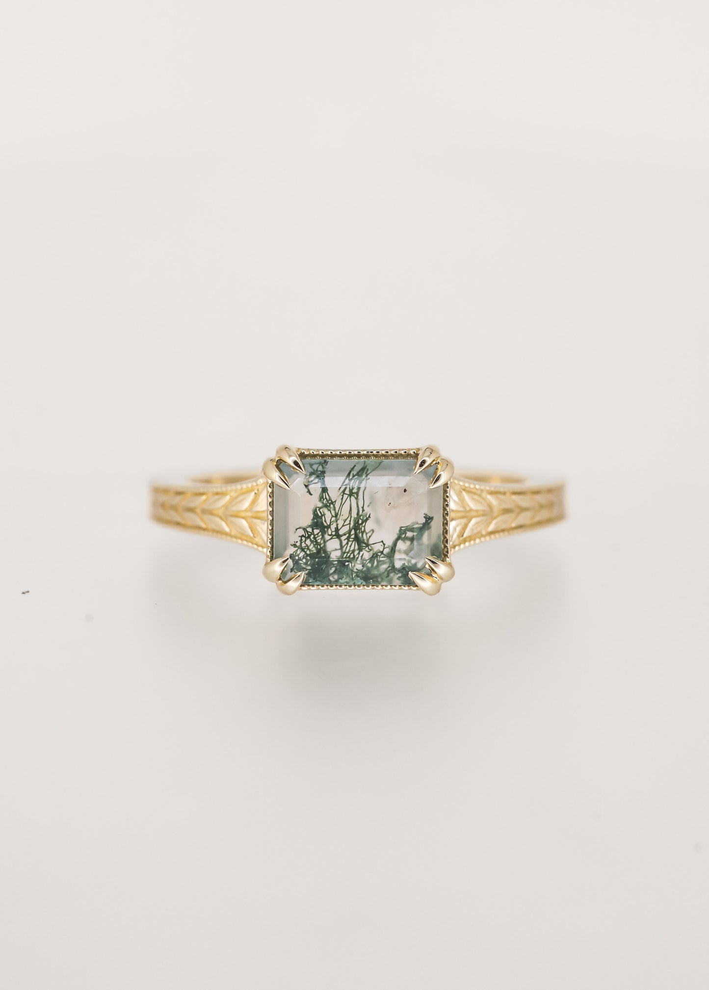 The Sage | 1.22ct Emerald Moss Agate | Yellow Gold