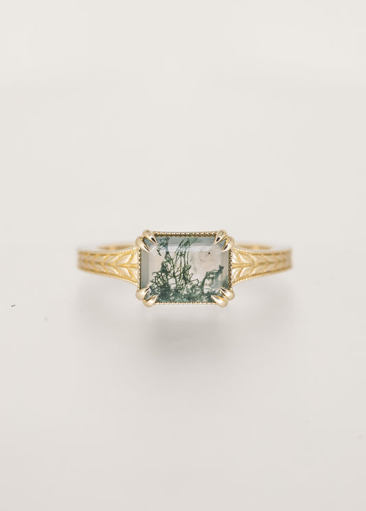 The Sage | 1.22ct Emerald Moss Agate | Yellow Gold