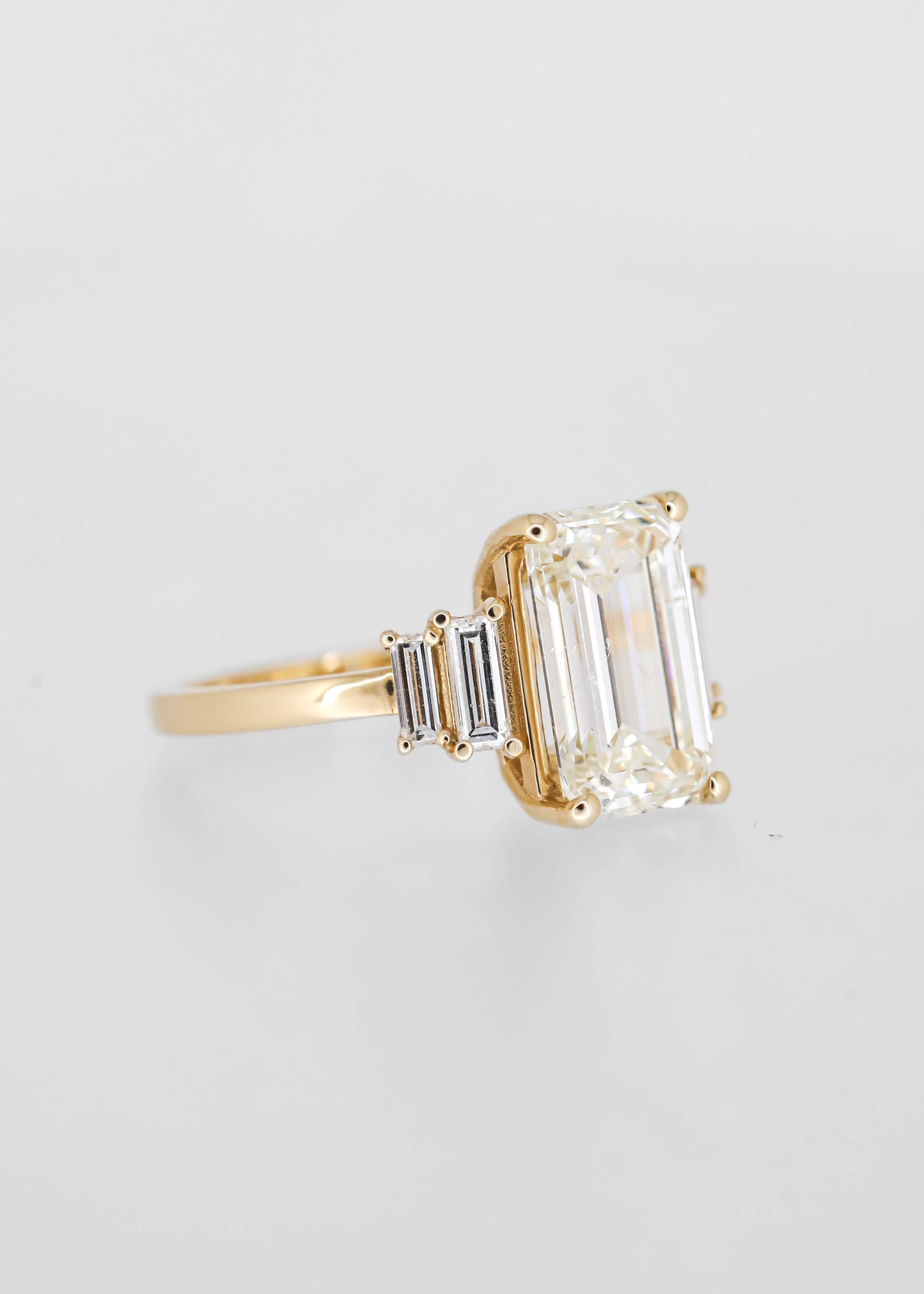 The Portia Ring | 3.50ct Emerald Diamond | Yellow Gold