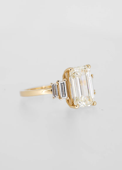 The Portia Ring | 3.50ct Emerald Diamond | Yellow Gold