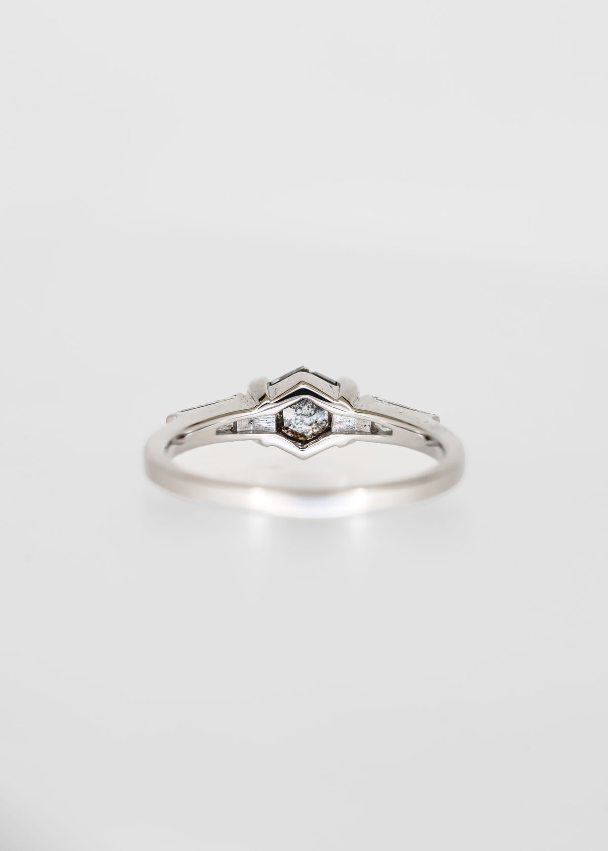 The Wolfe | 1.00ct Hexagon Salt & Pepper Diamond | White Gold