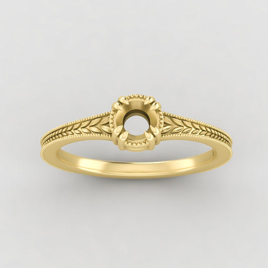 The Sage | 14k | Yellow | Size 9.5 | Stone MOS9 | Apricot Ring Box | Custom Engraving:  +$0