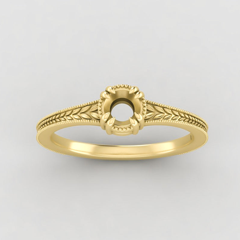 The Sage | 14k | Yellow | Size 5.75 | Stone Moissanite | Marquise | 12x6mm | Lagoon Ring Box | Custom Engraving:  +$0