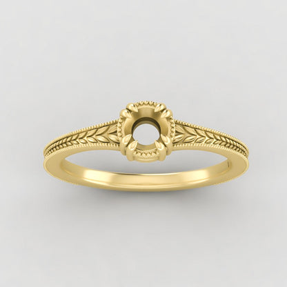 The Sage | 14k | Yellow | Size 5 | Stone Emerald | B Quality | 1ct | Moss Ring Box | Custom Engraving:  +$0