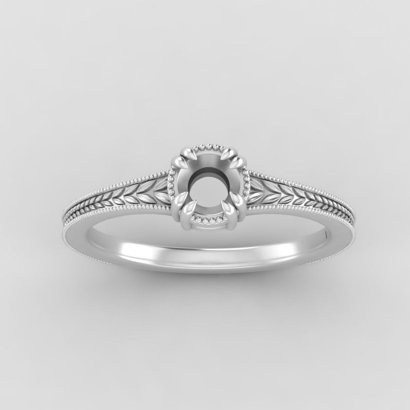 The Sage | 14k | White | Size 4.5 | Stone MOS109 | Lagoon Ring Box | Custom Engraving:  +$0