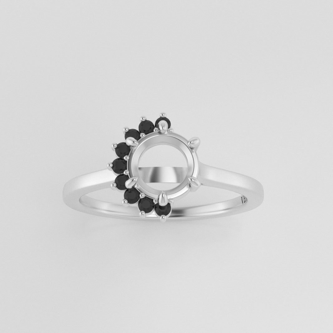 The Vesper | 14k | White | Size 6.25 | Stone MOS249 | Green Ring Box | Custom Engraving:  +$0