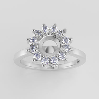 The Soleil | Platinum | White | Size 7.25 | Stone MOS109 | Antelope Ring Box | Custom Engraving: springtime +$75