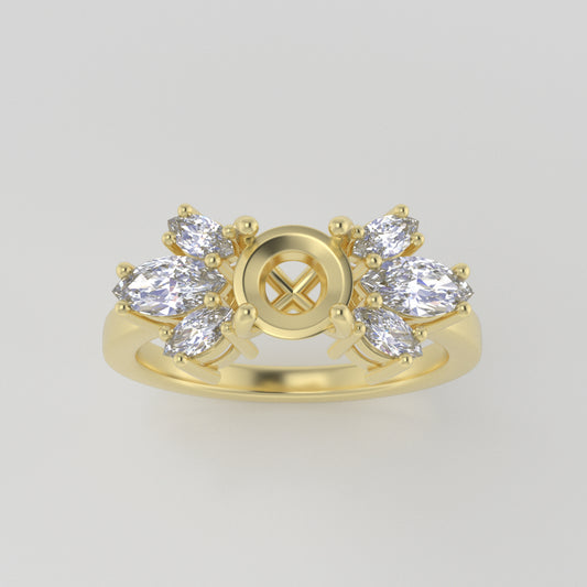 The Luna | 14k | Yellow | Size 6.5 | Stone MG14 | Pink Ring Box | Custom Engraving:  +$0