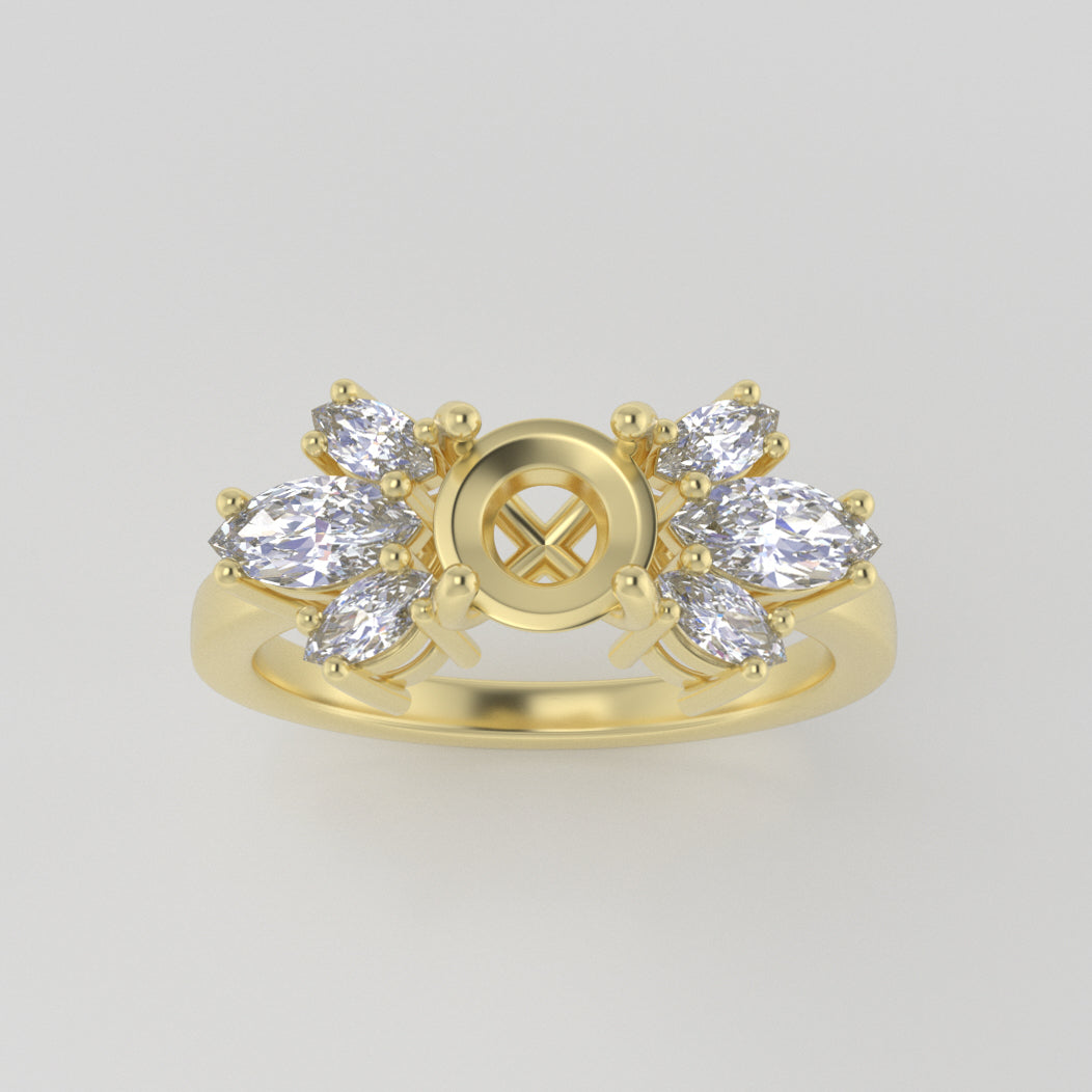 The Luna | 14k | Yellow | Size 8 | Stone OP171 | Green Ring Box | Custom Engraving:  +$0