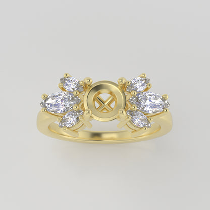 The Luna | 14k | Yellow | Size 7 | Stone CLR65 | Gray Ring Box | Custom Engraving:  +$0