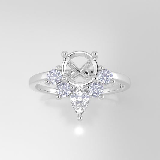 The Celeste | 14k | White | Size 6 | Stone MOS48 | Cinque Ring Box | Custom Engraving:  +$0