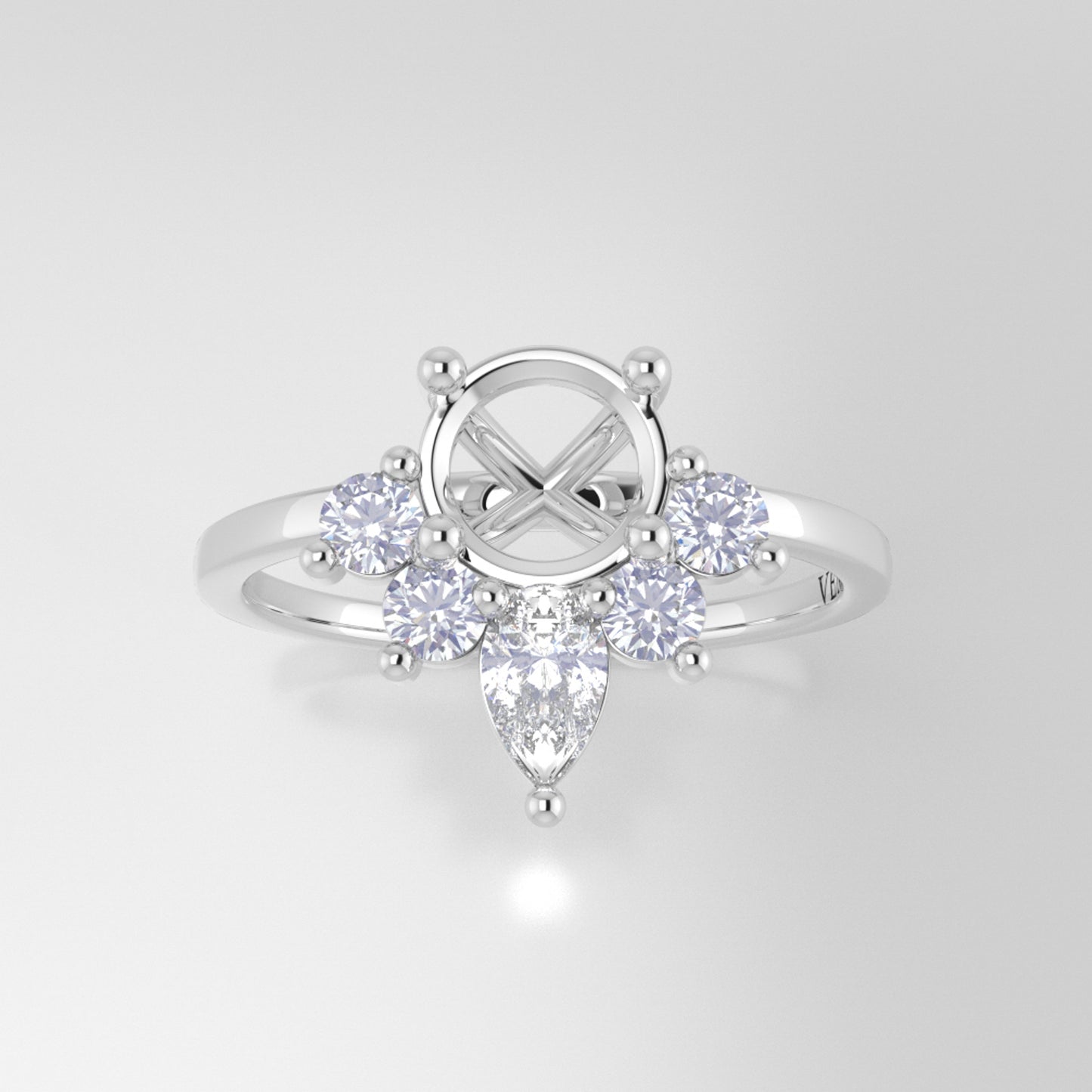 The Celeste | 18k | White | Size 5 | Stone MOS49 | Gray Ring Box | Custom Engraving:  +$0