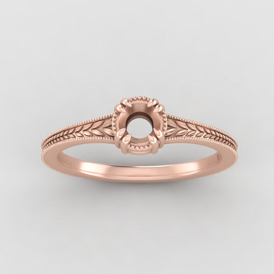 The Sage | 14k | Rose | Size 8.75 | Stone Oval | A Quality | 3ct | Apricot Ring Box | Custom Engraving:  +$0