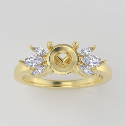 The Mini Luna | 14k | Yellow | Size 7.75 | Stone MOS136 | Green Ring Box | Custom Engraving:  +$0