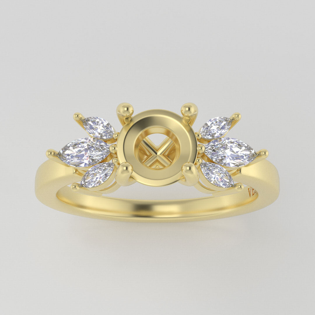 The Mini Luna | 14k | Yellow | Size 6 | Stone Marquise | A Quality | 2ct | Green Ring Box | Custom Engraving: My World  +$75