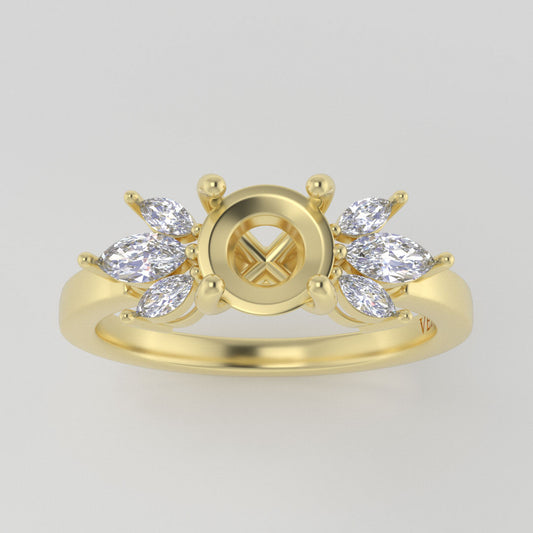 The Mini Luna | 18k | Yellow | Size 6.25 | Stone OV53 | Gray Ring Box | Custom Engraving:  +$0