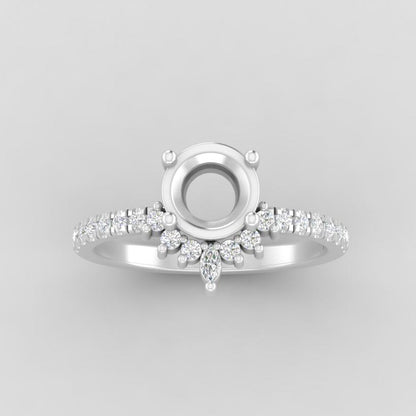 The Stella | 14k | White | Size 8 | Stone MOS57 | Apricot Ring Box | Custom Engraving:  +$0