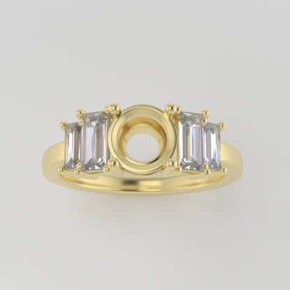 The Portia | 14k | Yellow | Size 7 | Stone MOS33 | Gray Ring Box | Custom Engraving:  +$0