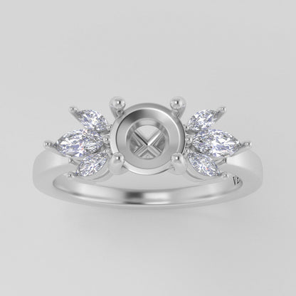 The Mini Luna | 14k | White | Size 6 | Stone Moissanite | Marquise | 13x6.5mm | Moss Ring Box | Custom Engraving:  +$0