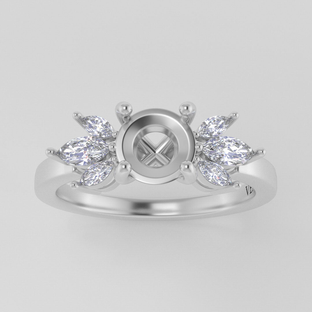 The Mini Luna | 14k | White | Size 5 | Stone Moissanite | Marquise | 13x6.5mm | Moss Ring Box | Custom Engraving:  +$0