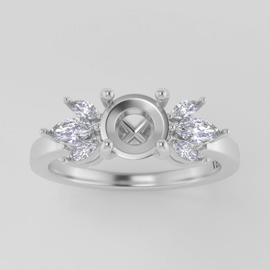 The Mini Luna | 14k | White | Size 9 | Stone SA27 | Moss Ring Box | Custom Engraving:  +$0