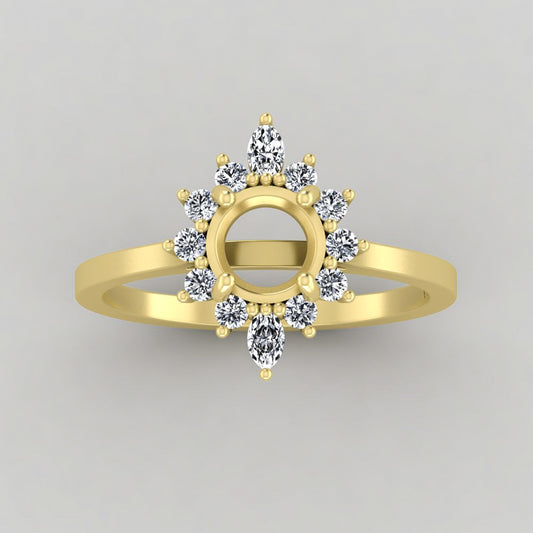 The Sienna | 14k | Yellow | Size 9.5 | Stone GA18 | Moss Ring Box | Custom Engraving:  +$0