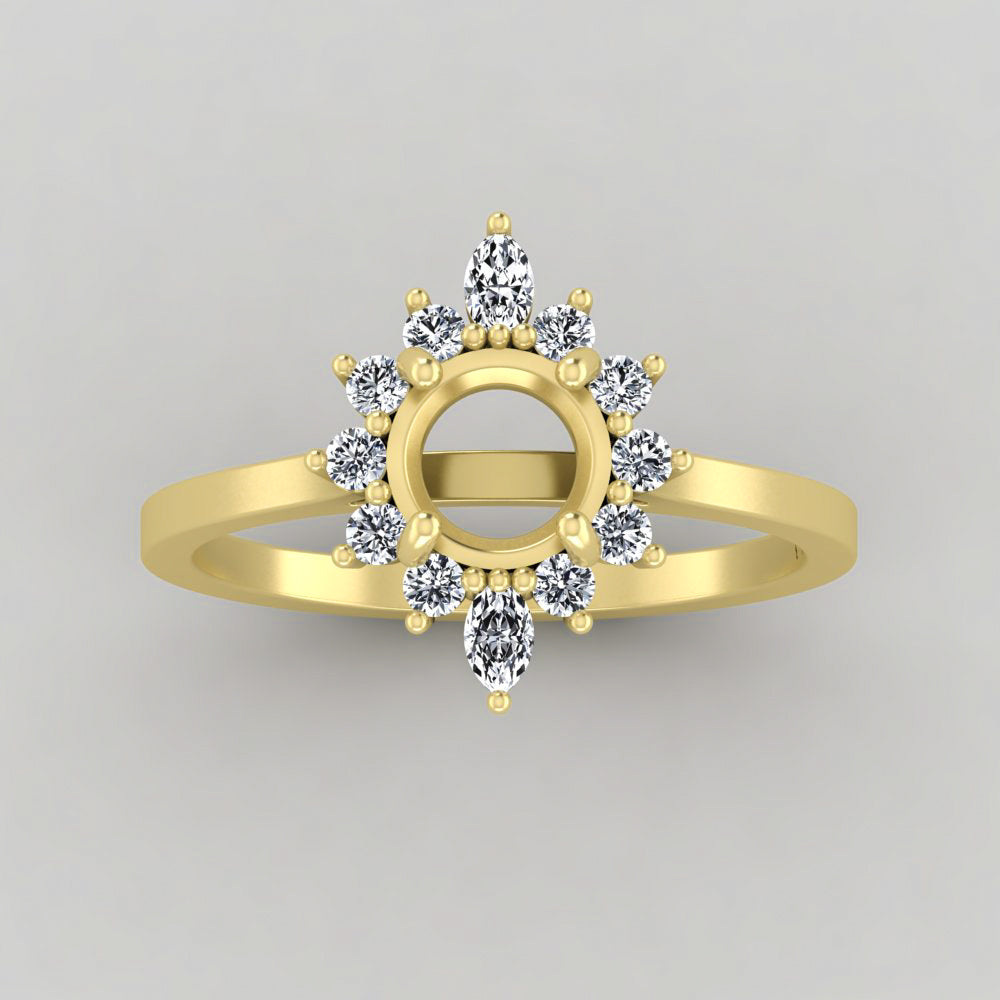 The Sienna | 14k | Yellow | Size 8 | Stone Moissanite | Pear | 8x5mm | Moss Ring Box | Custom Engraving:  +$0