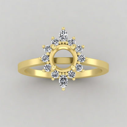 The Sienna | 14k | Yellow | Size 8 | Stone Moissanite | Pear | 8x5mm | Moss Ring Box | Custom Engraving:  +$0