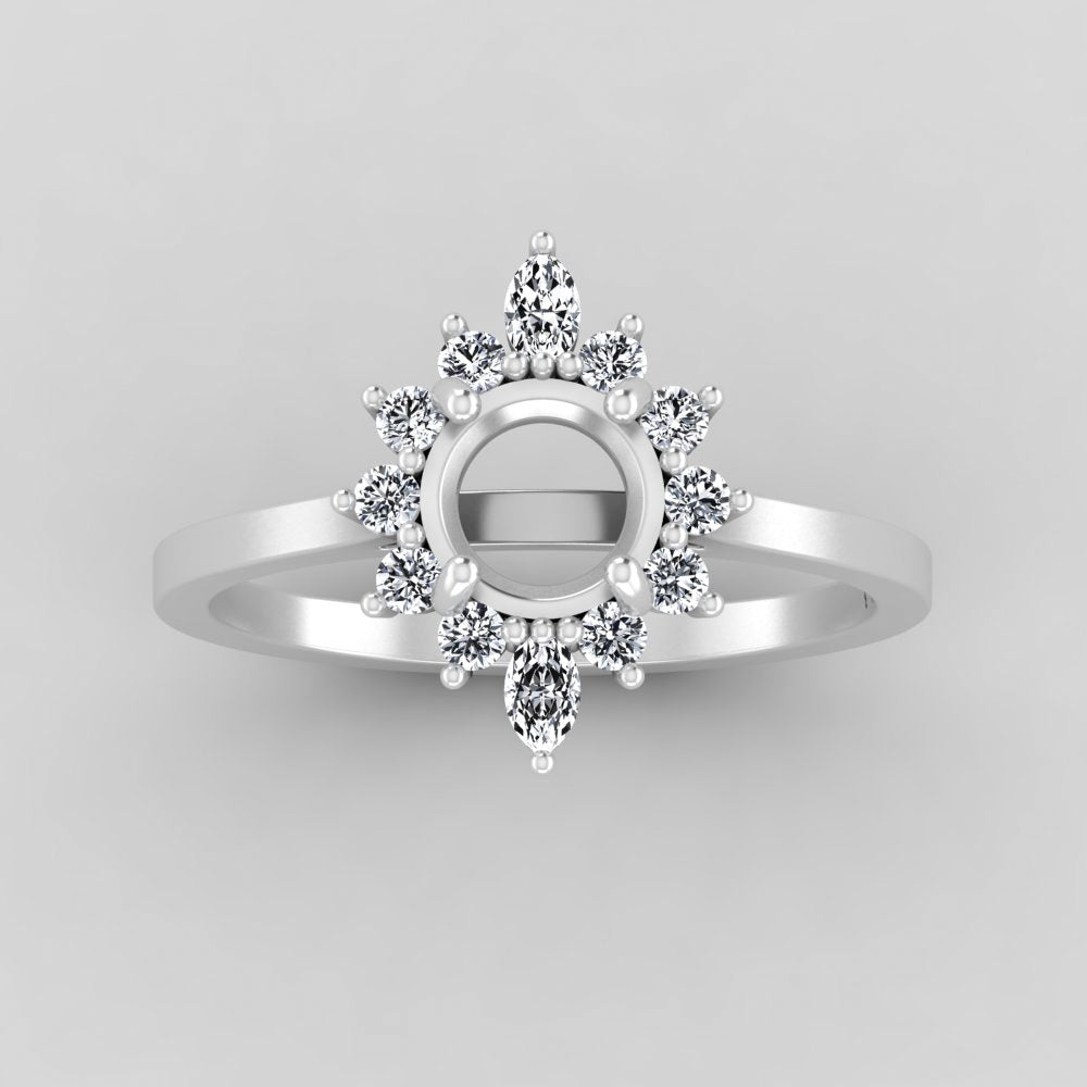 The Sienna | Platinum | White | Size 8 | Stone MOS294 | Green Ring Box | Custom Engraving:  +$0