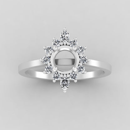 The Sienna | Platinum | White | Size 8 | Stone MOS294 | Green Ring Box | Custom Engraving:  +$0